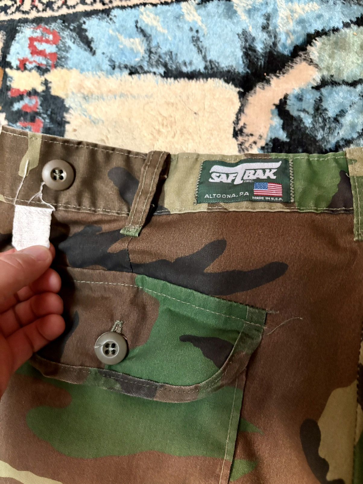 SafTbak SafTBak VTG 90s baggy woodland camo pants SZ 36 Made in USA Size US 36 / EU 52 - 3 Thumbnail