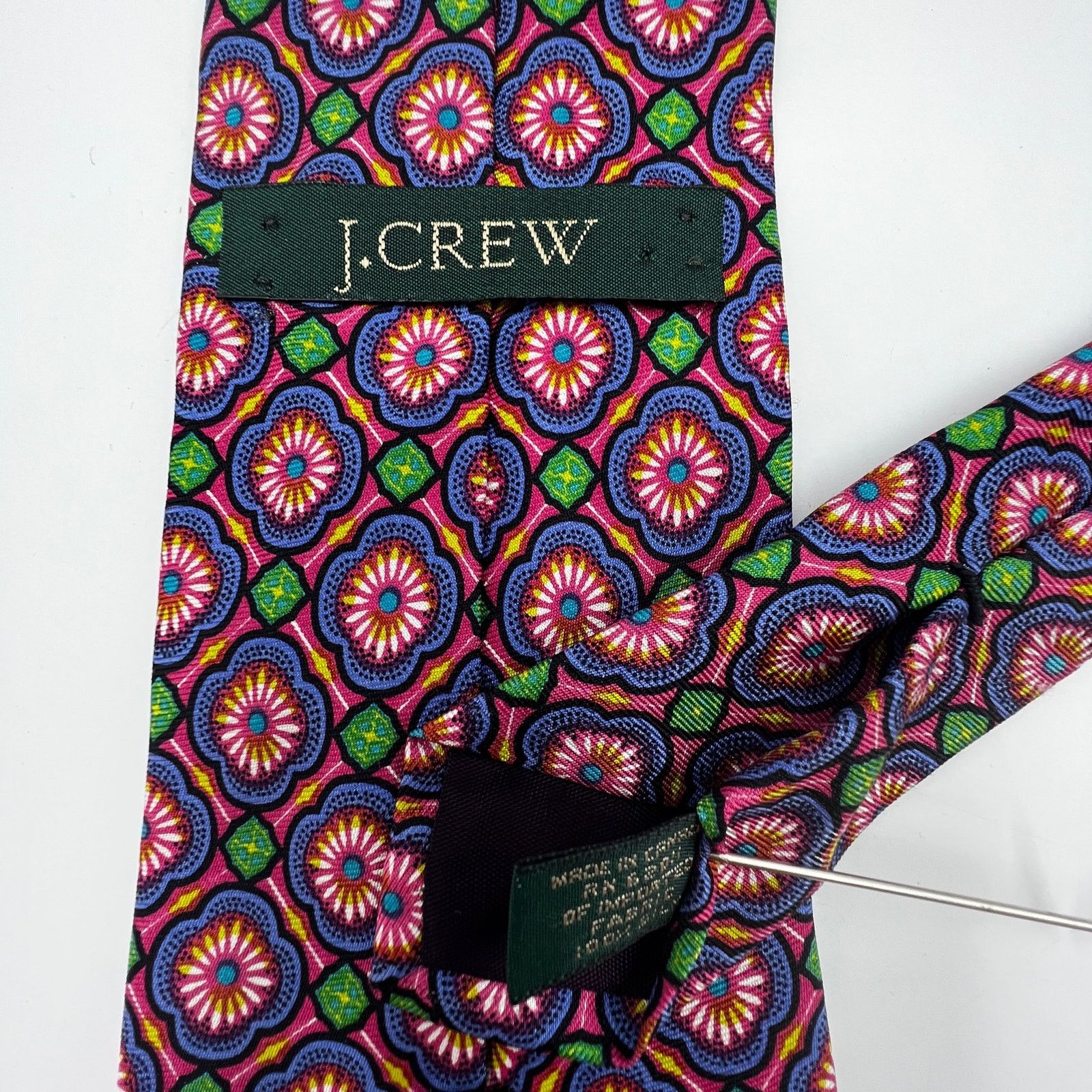 J.Crew × Vintage J. Crew Silk Foulard Print Tie Pink Vintage Pink Purple Size ONE SIZE - 3 Thumbnail