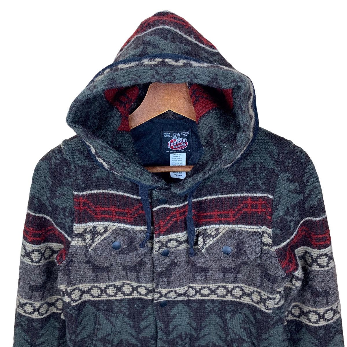 Johnson Woolen Mills × Native Vintage Johnson Woolen Mills Native Hoodie Jacket Size ONE SIZE - 2 Thumbnail