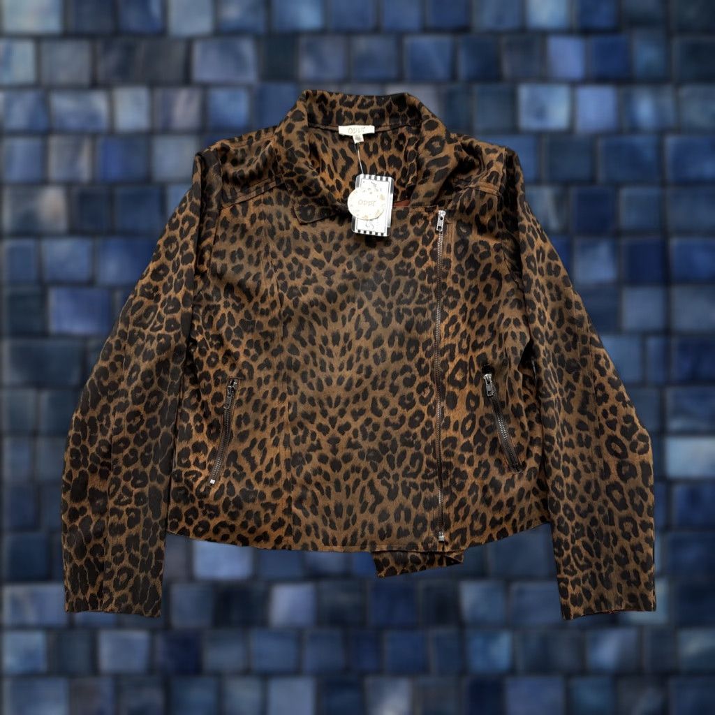 Vintage VINTAGE Oddy Women’s Leopard Cheetah Print Asymmetrical Zip Blazer Jacket Women M/L NEW Size M / US 6-8 / IT 42-44 - 1 Thumbnail