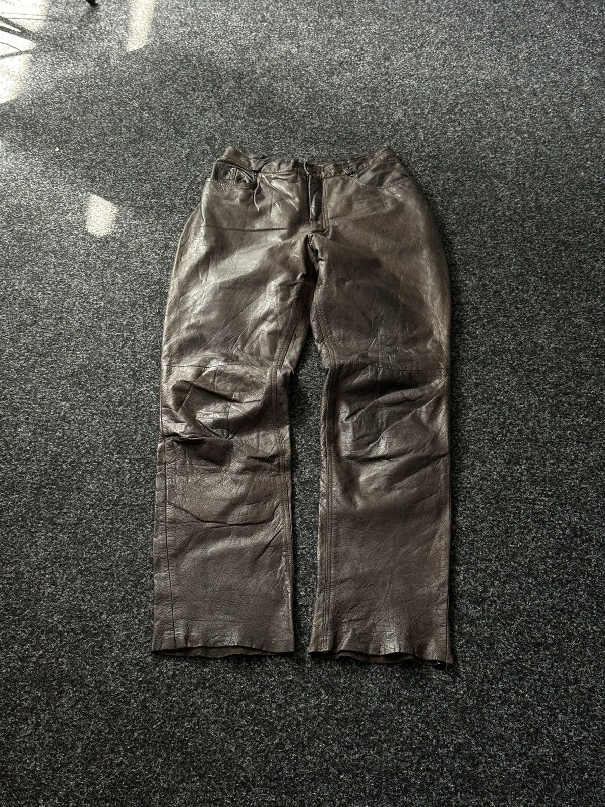 Cowboy Equipment 🚨GRAIL BOOTCUT BROWN Cowboy Biker Leather Pants Size US 27 - 1 Thumbnail