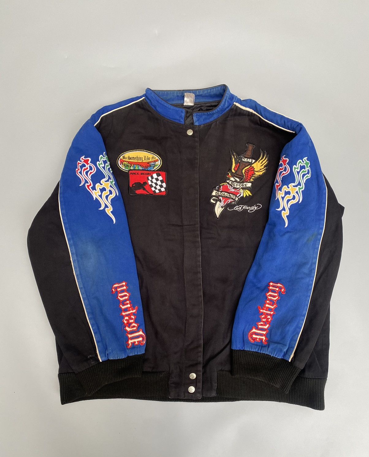 Ed Hardy × Vintage Vintage Ed Hardy Embroidered Varsity Jacket Size US XXL / EU 58 / 5 - 3 Thumbnail