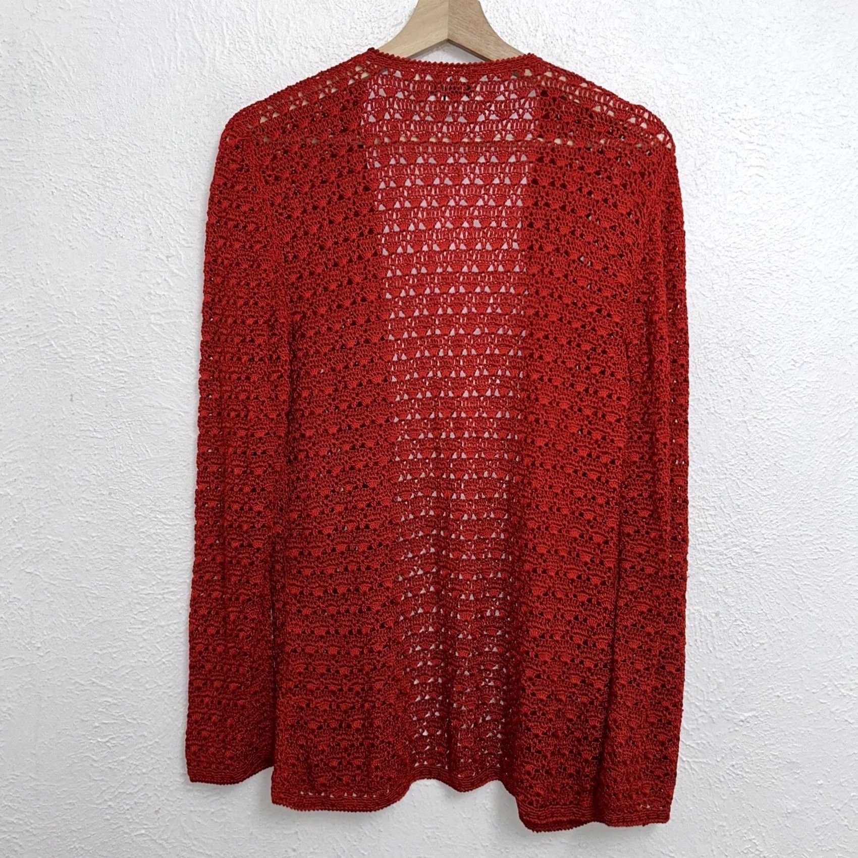 Vintage VINTAGE Andre Laug Audrey S.R.L. Roma Cardigan Crochet Knited Red 44 Women’s Size M / US 6-8 / IT 42-44 - 2 Thumbnail