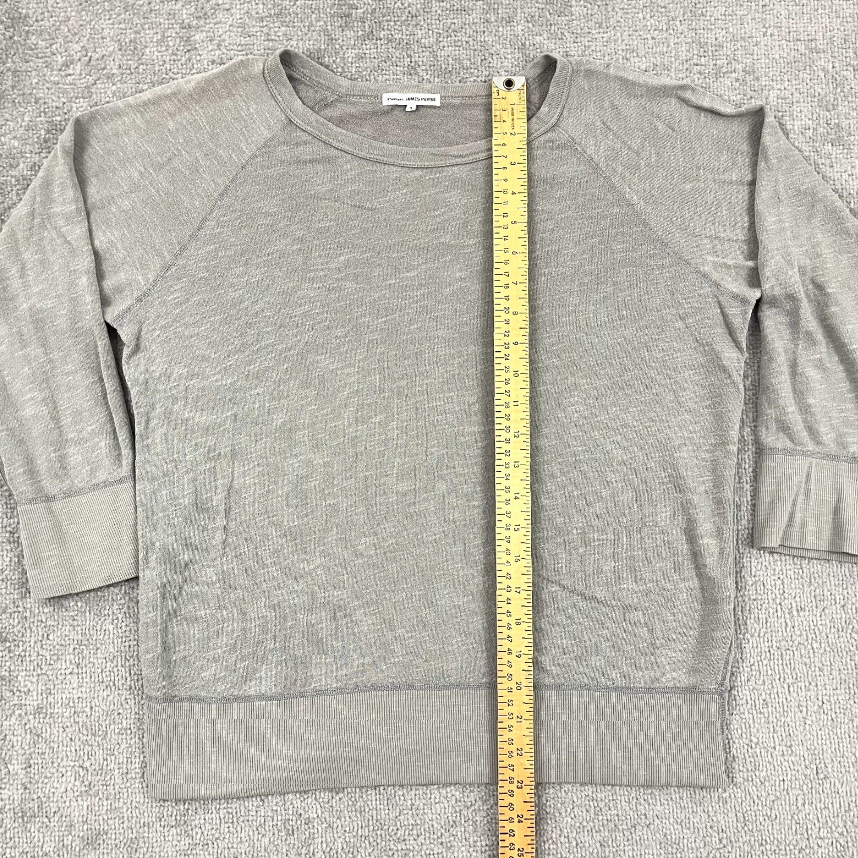 James Perse VINTAGE James Perse Shirt Womens Sz 3 Large Raglan 3/4 Sleeve Cotton Modal Polyester Gray Knit Top Regular Fit Women Size XS / US 0-2 / IT 36-38 - 5 Thumbnail