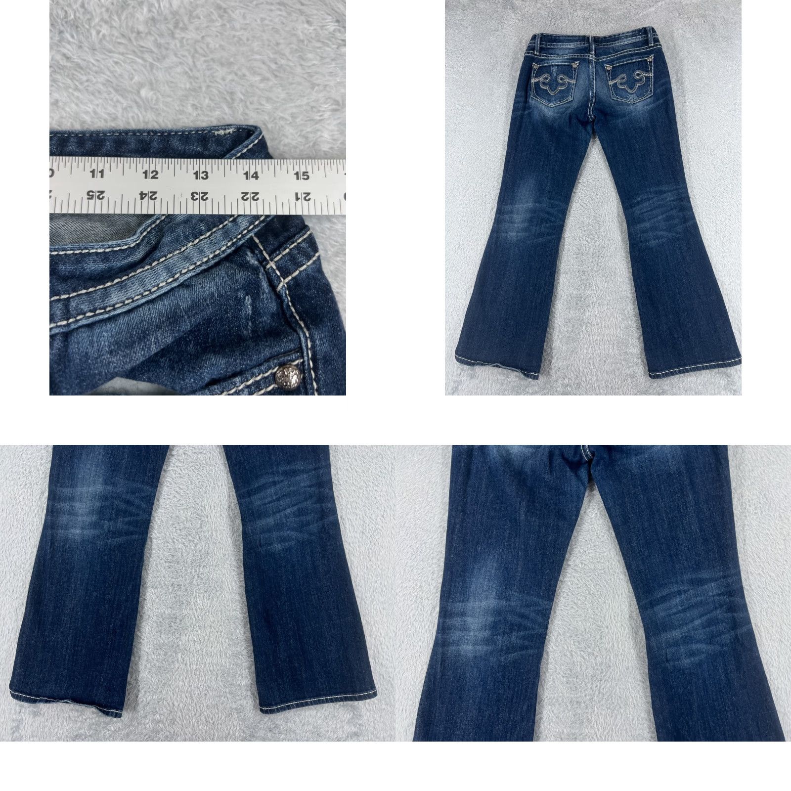 Denime ReRock Jeans Women's Blue Denim Bootcut 28x28 Low Rise Distressed 6 Regular 5-Pocket Comfort Stretch N/A Size 28" / US 6 / IT 42 - 9 Thumbnail