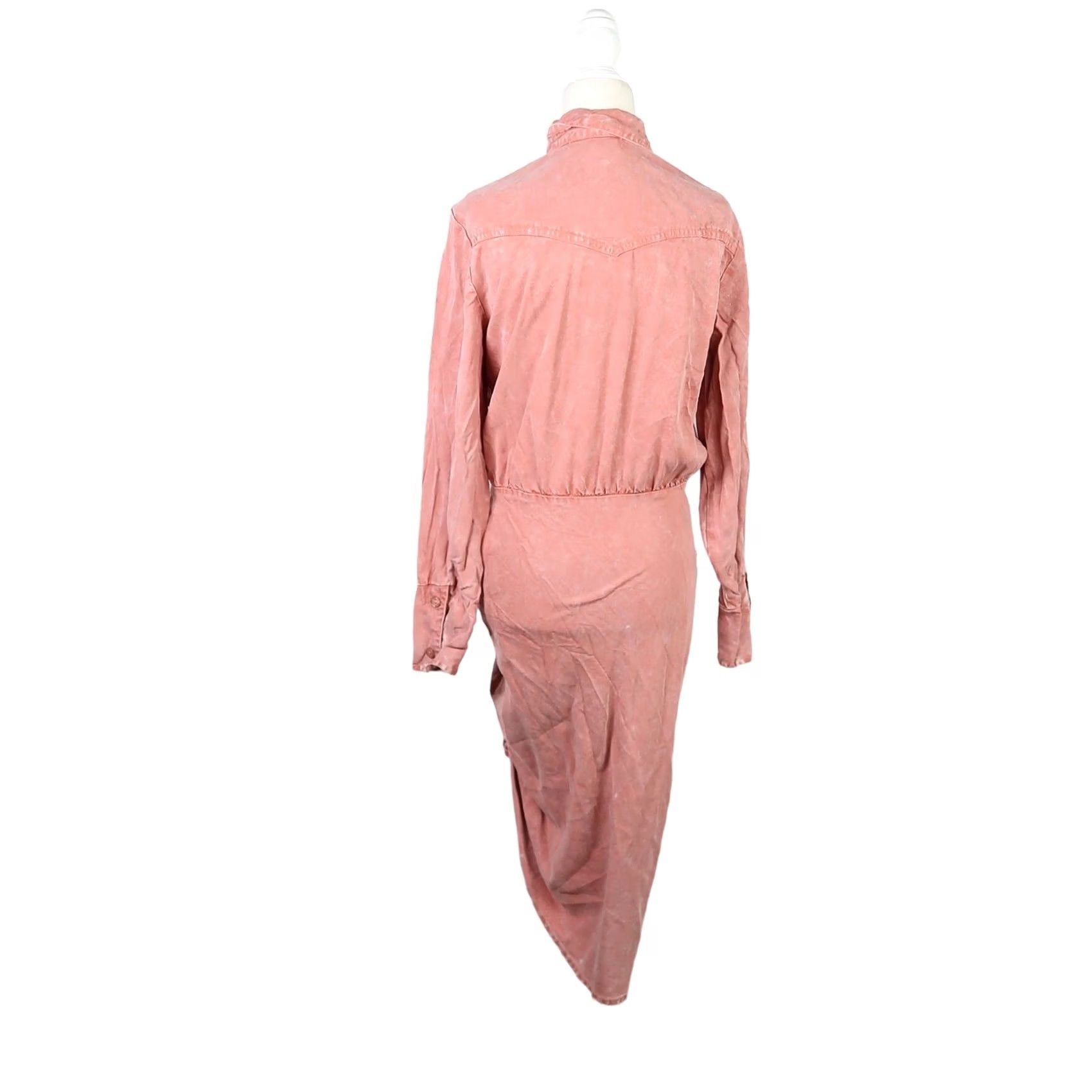 Young Fabulous & Broke Young Fabulous & Broke Shirt Dress L Pink Button Front Ruched Midi Long Sleeve Women Regular Size L / US 10 / IT 46 - 4 Thumbnail