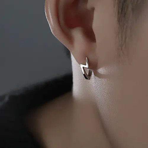 Diamond Earrings x Jewelry Vibe Earrings One Pairs Chrome Jewelry in Silver, Men's