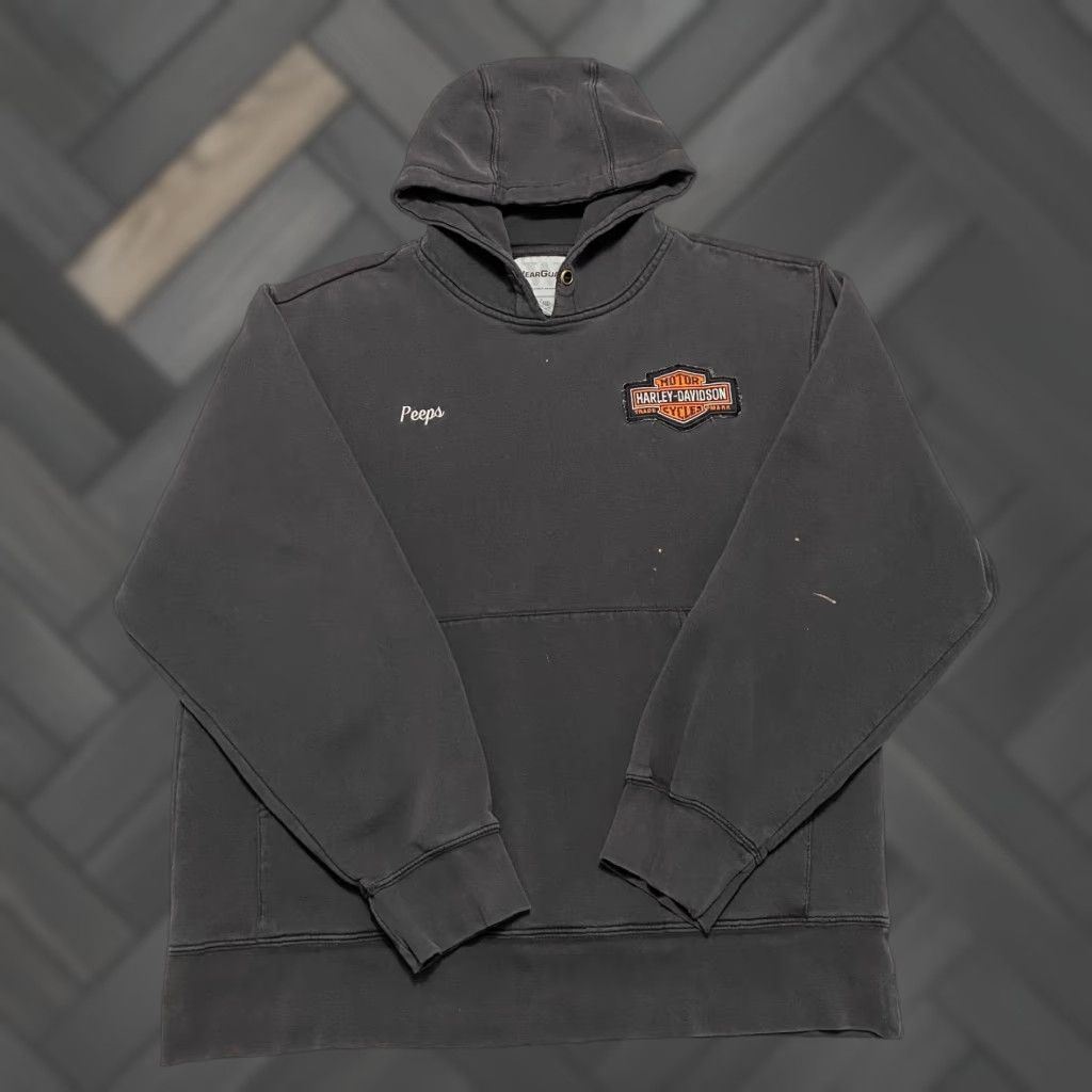 Harley Davidson VINTAGE Harley-Davidson Shop Mens L Pullover Hooded Sweatshirt Black Peeps Size US L / EU 52-54 / 3 - 1 Thumbnail