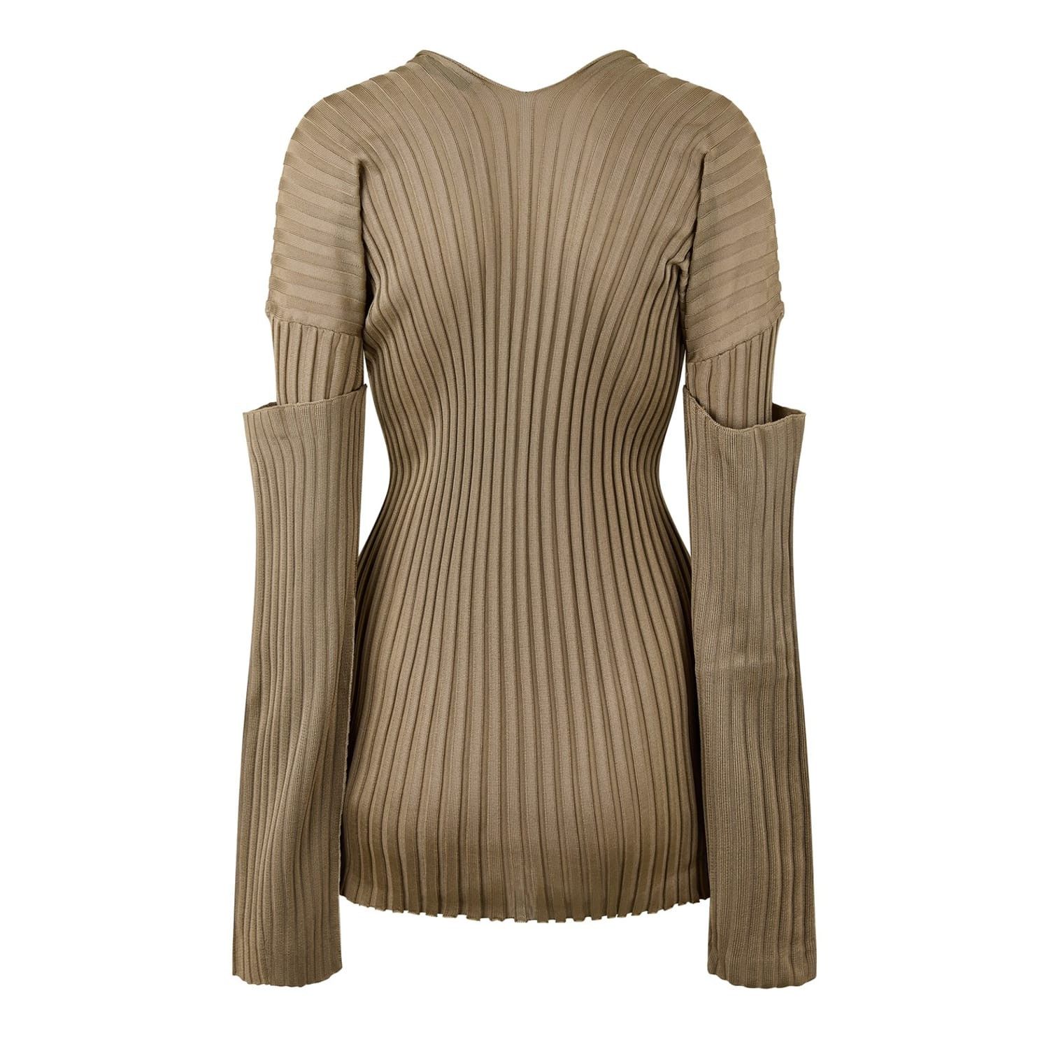 Bottega Veneta Bottega Veneta V-Neck Slim Fit Long Sleeve Sweater in Beige Size S / US 4 / IT 40 - 2 Thumbnail