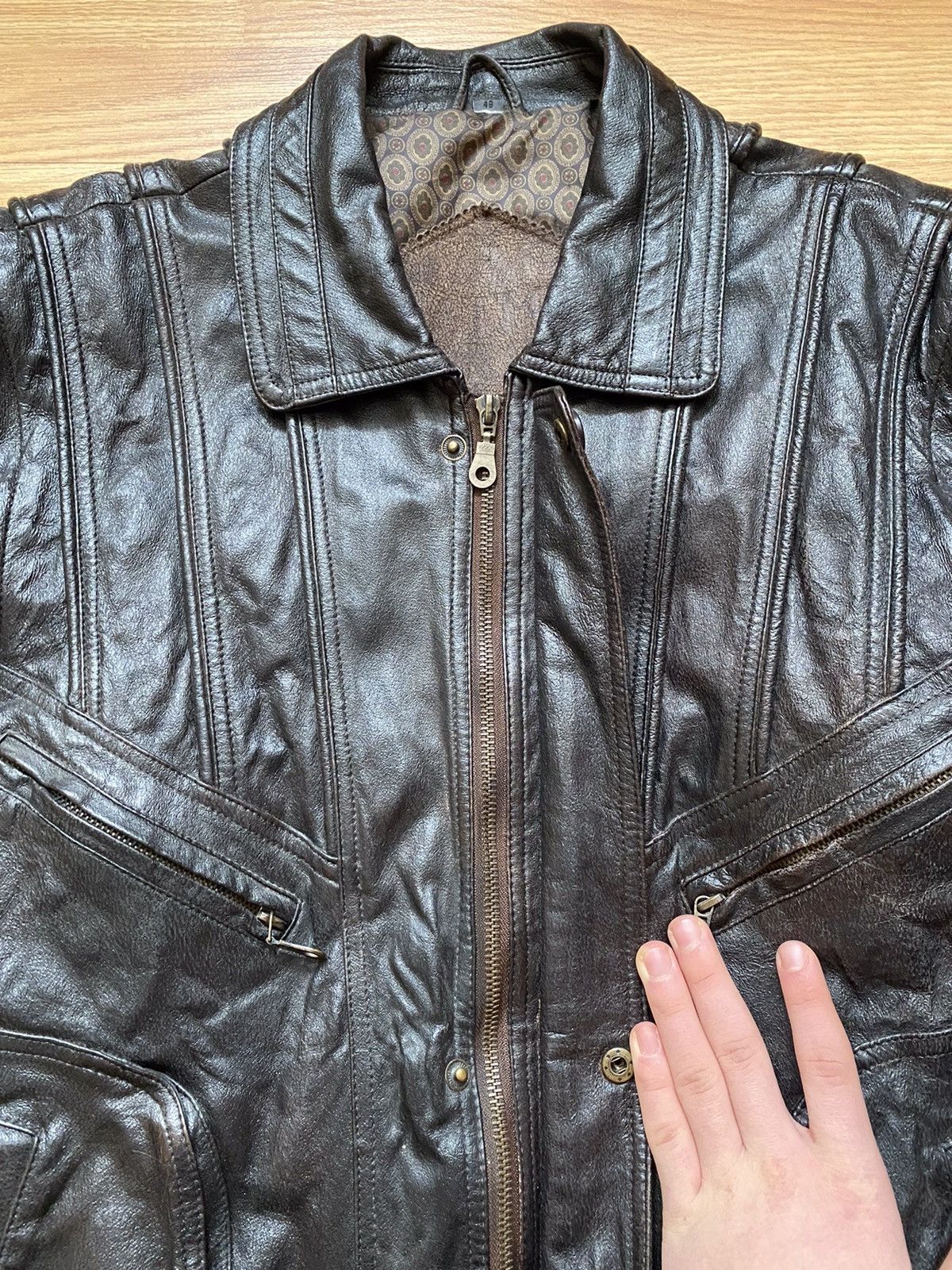 Vintage Vintage Leather Bomber Transformer Vest Jacket YKK Zip 80s Size US M / EU 48-50 / 2 - 8 Thumbnail