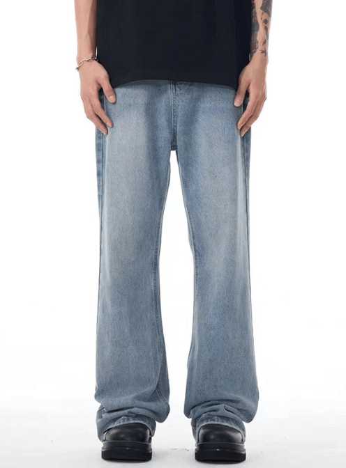 Japanese Brand × Jean Loose men's light blue washed distressed casual flared jeans Size US 32 / EU 48 - 1 Thumbnail