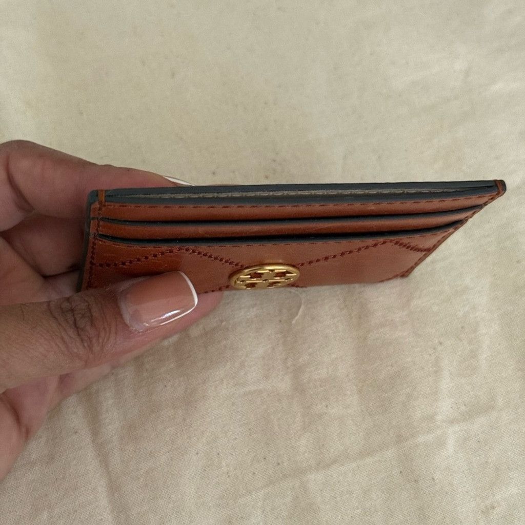 Tory Burch Tory Burch Tan Leather Card Case with Gold Emblem Size ONE SIZE - 4 Thumbnail