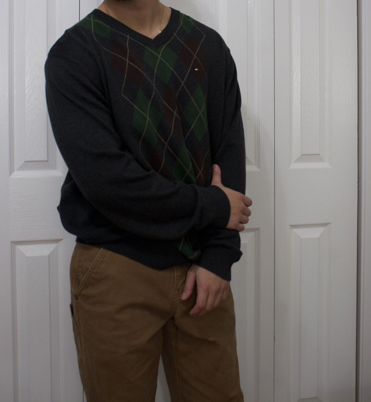 Tommy Hilfiger Tommy Hilfiger Argyle V-Neck Sweater Size US XL / EU 56 / 4 - 3 Thumbnail