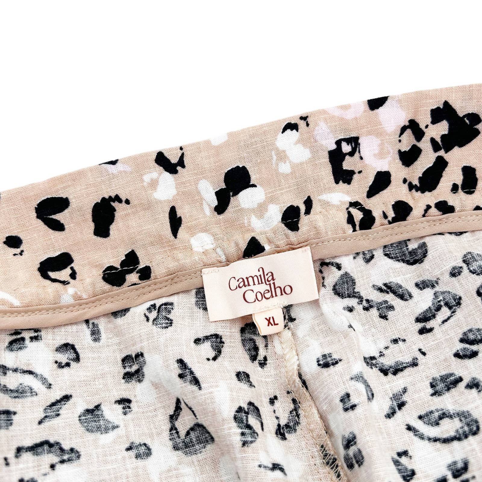 Other Camila Coelho Wren Linen Blend Leopard Print Pants Sz XL Size 38" / US 16 / IT 52 - 3 Thumbnail
