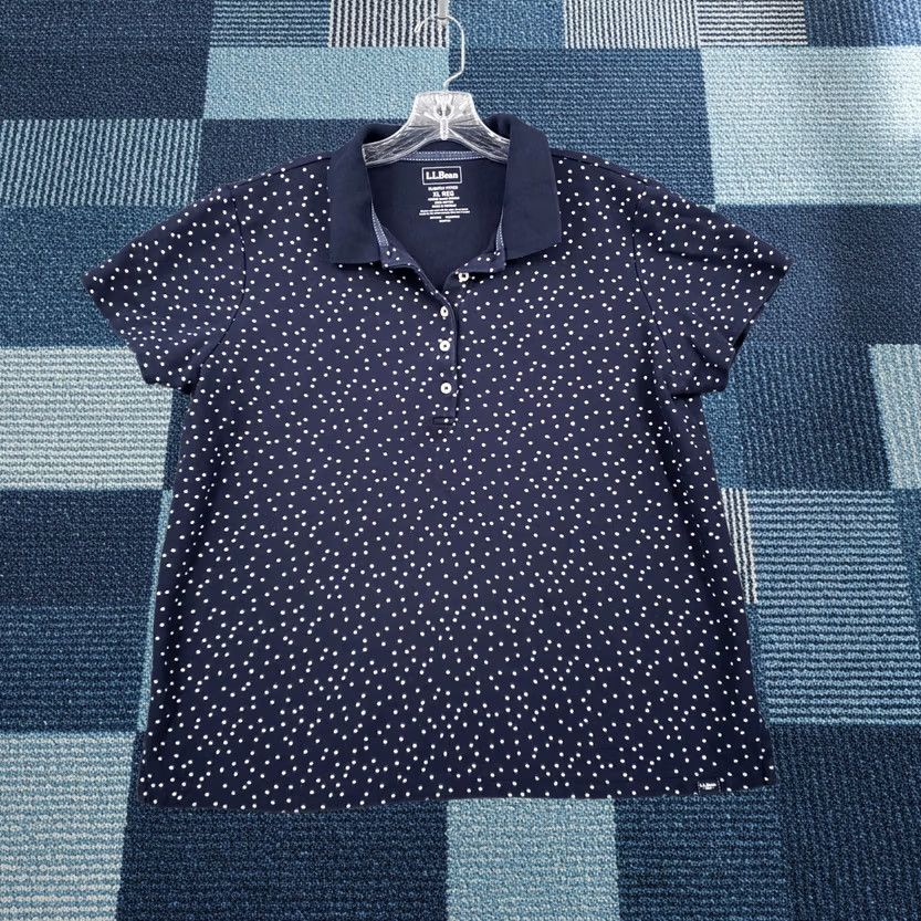 Vintage LL Bean Polo Shirt Womens XL Blue Polka Dot Golf Size XL / US 12-14 / IT 48-50 - 1 Thumbnail