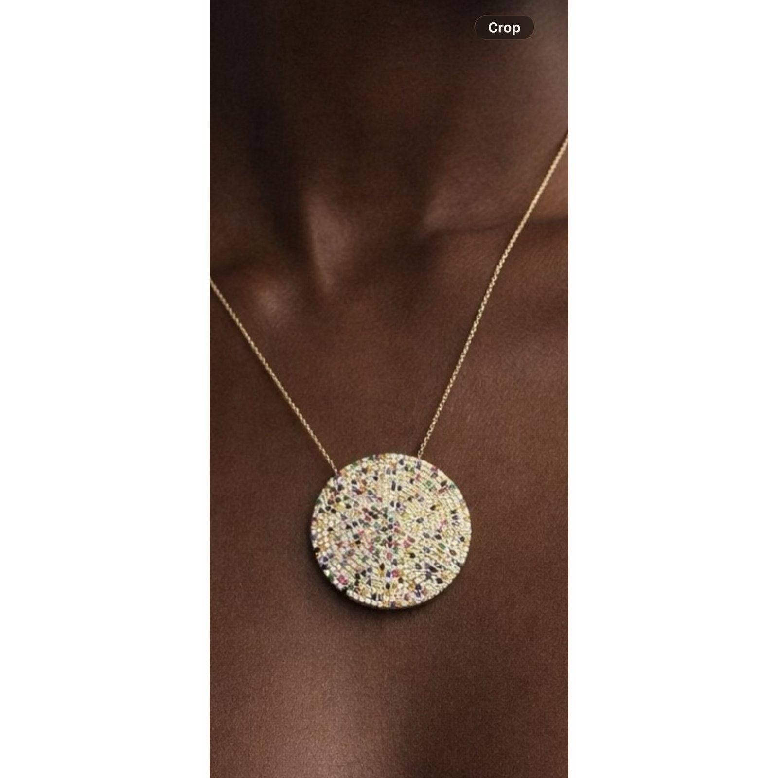 Other Turkish 925 Sterling Silver Pave Disc Necklace 15" Size ONE SIZE - 1 Thumbnail