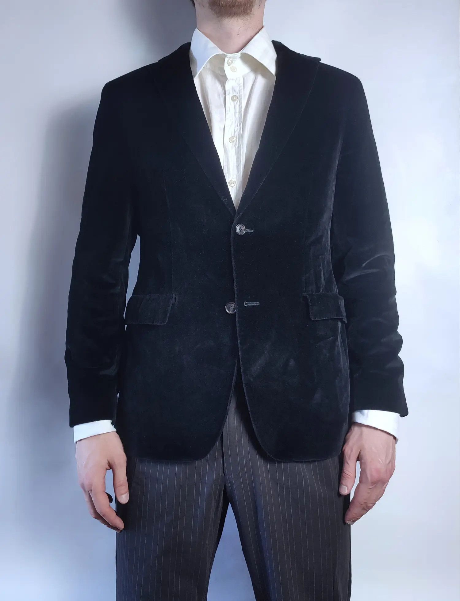 Hugo Boss Hugo Boss Leather Sleeve Velour Blazer Vintage Size 38R - 1 Thumbnail