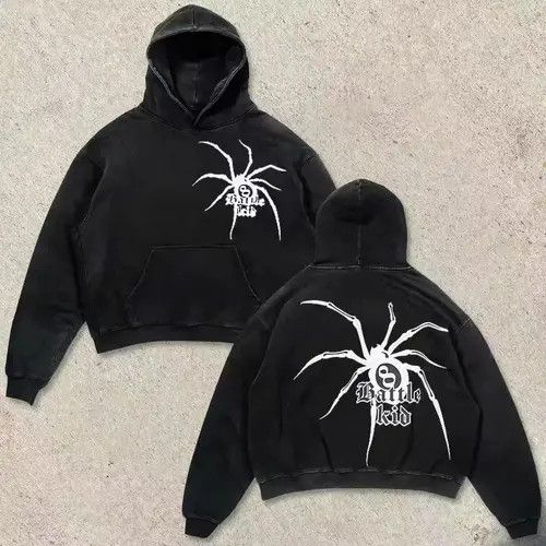 Japanese Brand Retro Street Hip Hop Spider Print Hooded Sweatshirt Size US XL / EU 56 / 4 - 4 Thumbnail