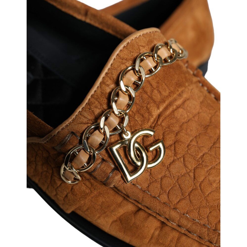 Dolce & Gabbana Dolce & Gabbana Brown Velvet Leather Logo Mocassin Slip On S Size US 10.5 / EU 43-44 - 8 Thumbnail