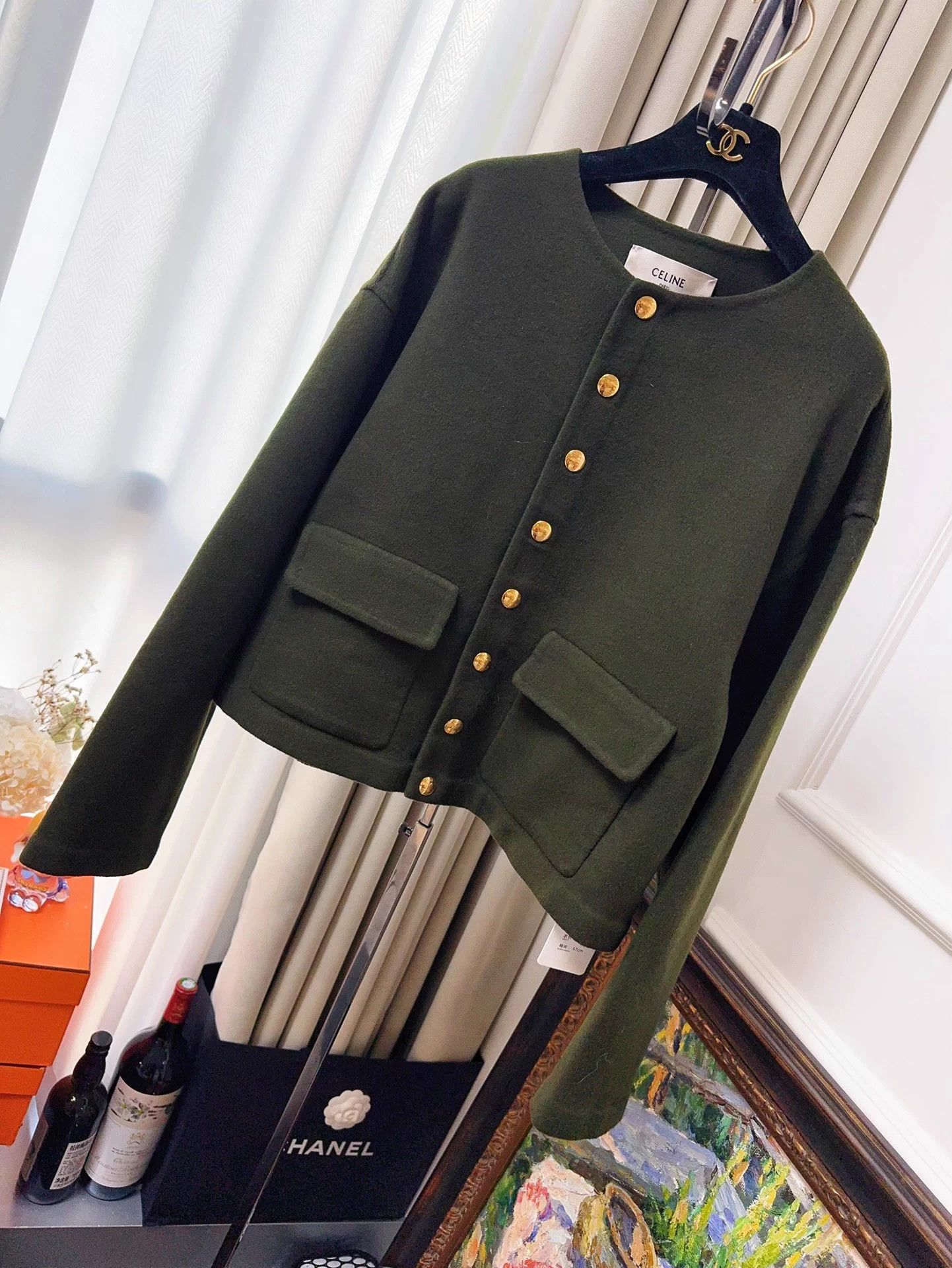 Celine Celine Emerald Cashmere Coat Gold Button 36 Size XS / US 0-2 / IT 36-38 - 1 Thumbnail
