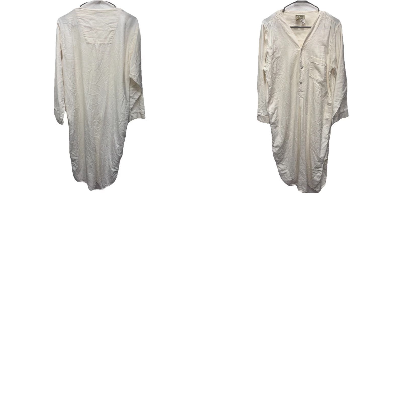 Vintage VINTAGE L.L. Bean Nightshirt Women Ivory Night Gown Sleep Shirt L 100% Cotton Long Sleeve V-Neck Cottagecore Retro Classic Cozy Nightwear Size L / US 10 / IT 46 - 8 Thumbnail