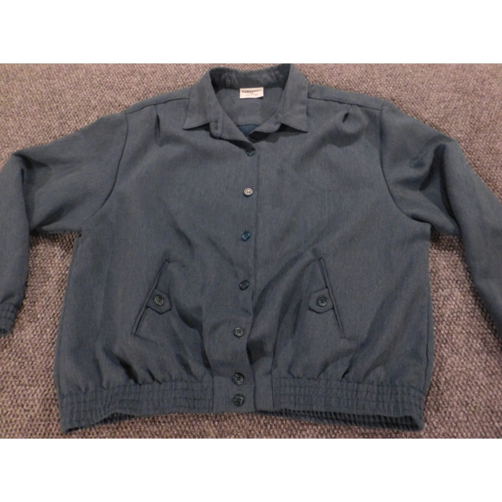 Vintage Alfred Dunner Womens Jacket Plus 18 Green Button stretch Casual Knit Embroidered Solid Long Sleeve Mid-Length Fall Spring Mens Women Boys Girls Size XXL / US 16-18 / IT 52-54 - 2 Thumbnail