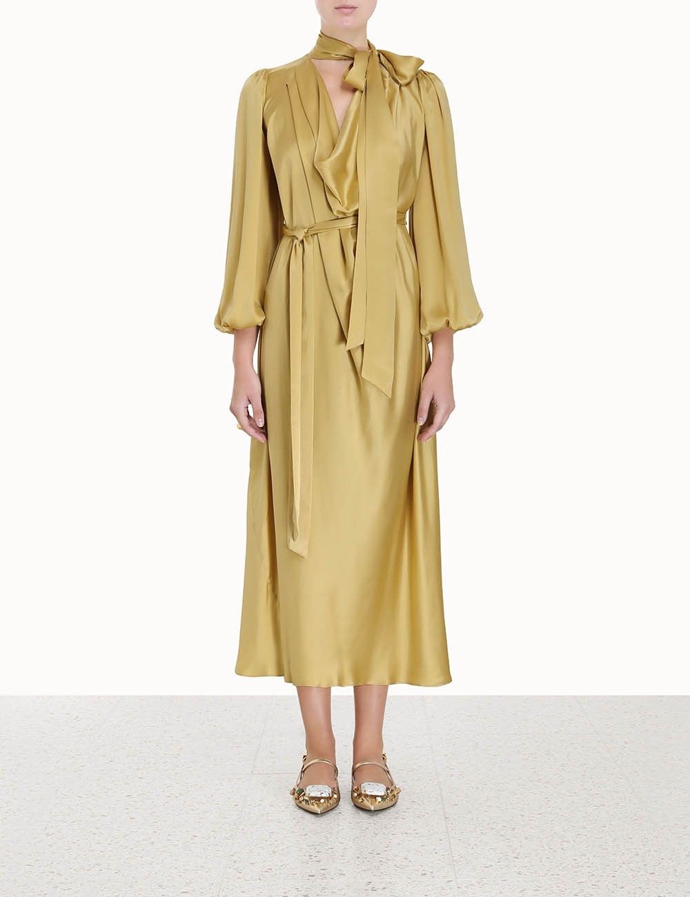 Zimmermann oc11z0425 Silk Billow Dress in Mustard Size S / US 4 / IT 40 - 2 Thumbnail