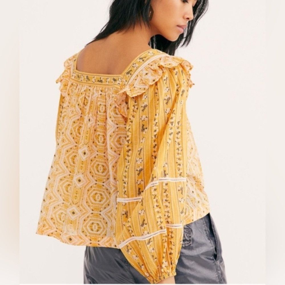 Free People Free people blouse yellow mustard sheer in Size M square ne Size M / US 6-8 / IT 42-44 - 7 Thumbnail
