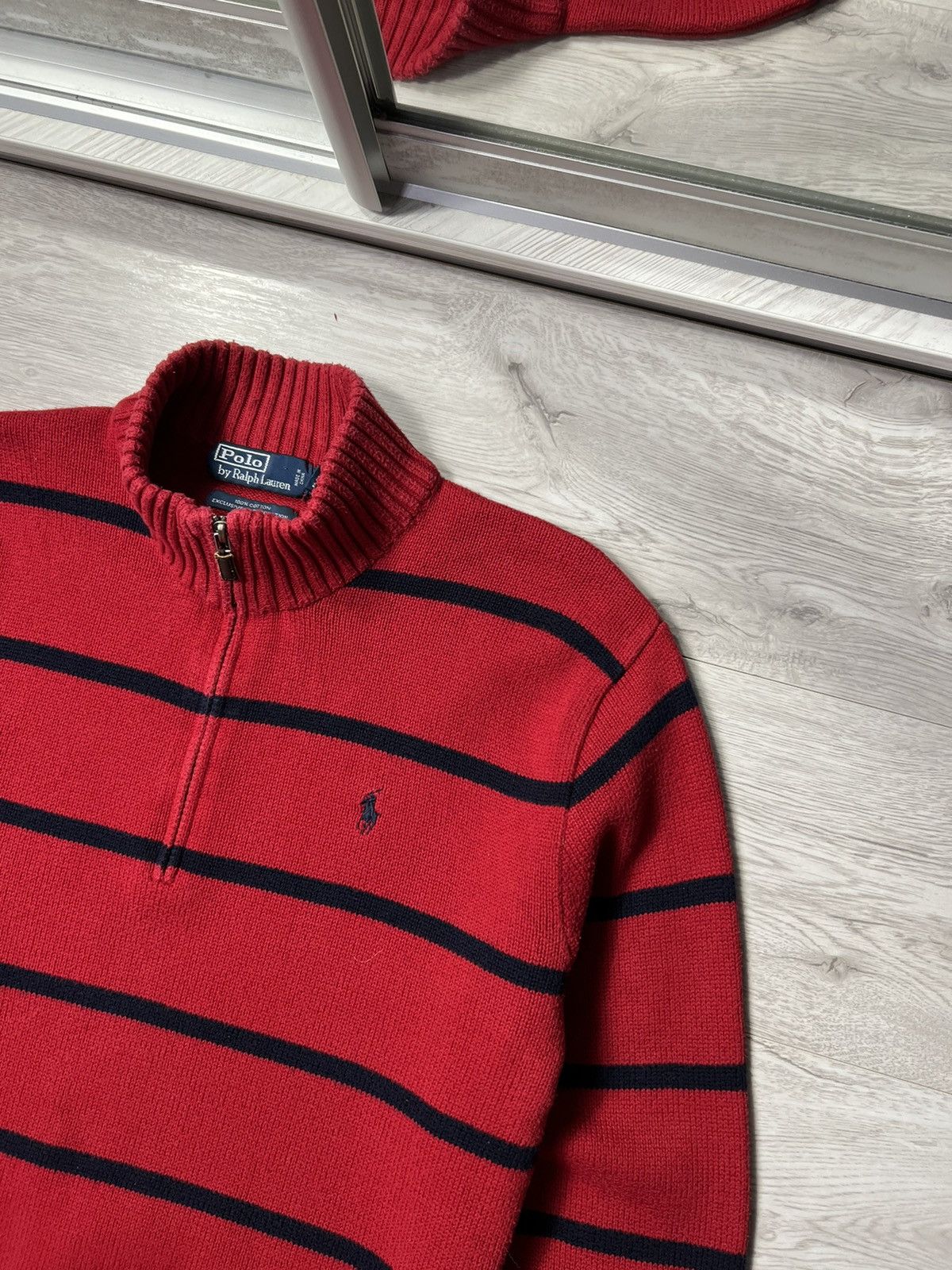 Polo Ralph Lauren Vintage Ralph Lauren Striped Knit Sweater Zip Pullover Size US L / EU 52-54 / 3 - 2 Thumbnail