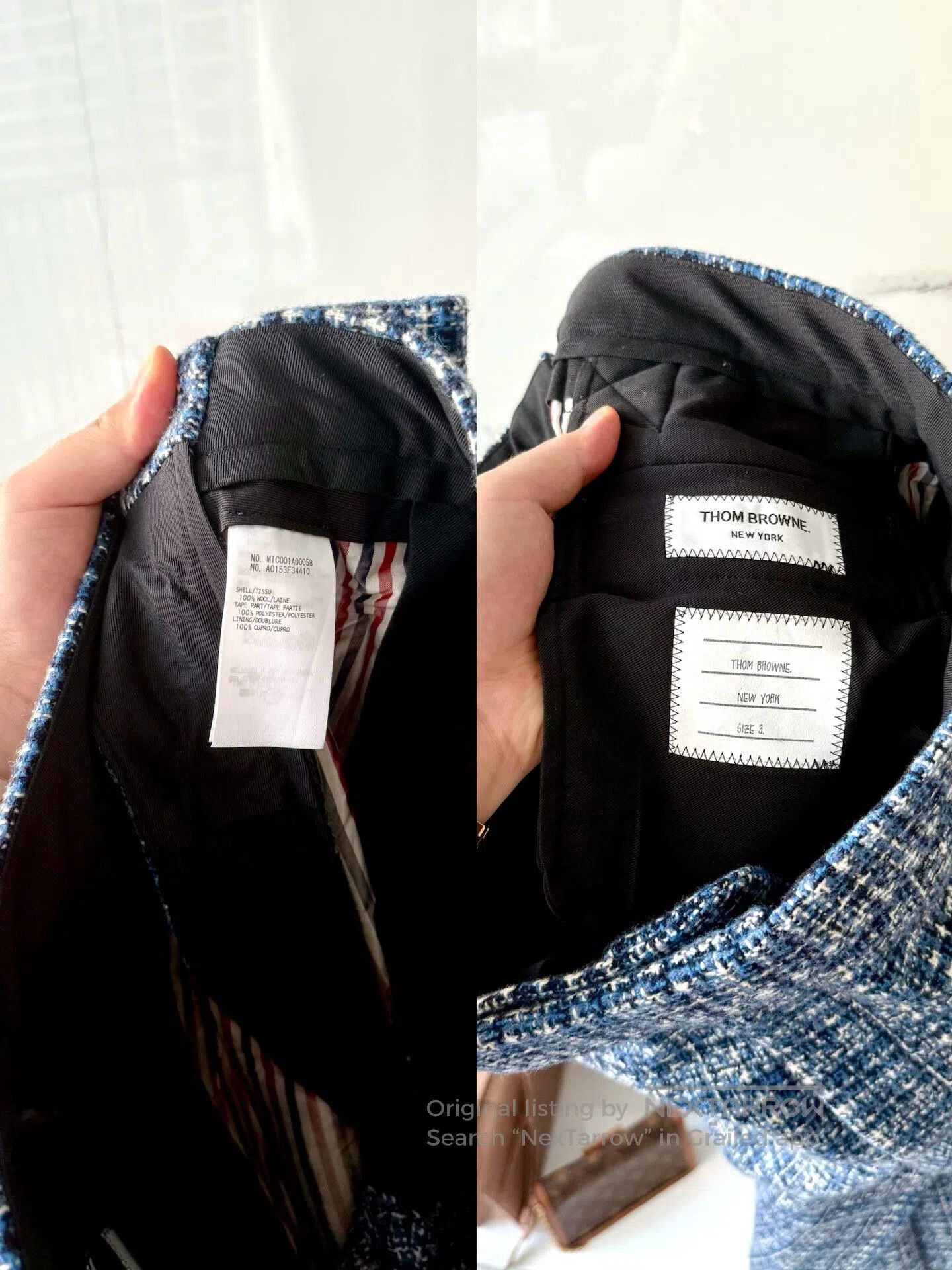 Thom Browne Thom Browne Blue Cross-Grain Snowflake Wool Blazer Suit| Size US L / EU 52-54 / 3 - 7 Thumbnail