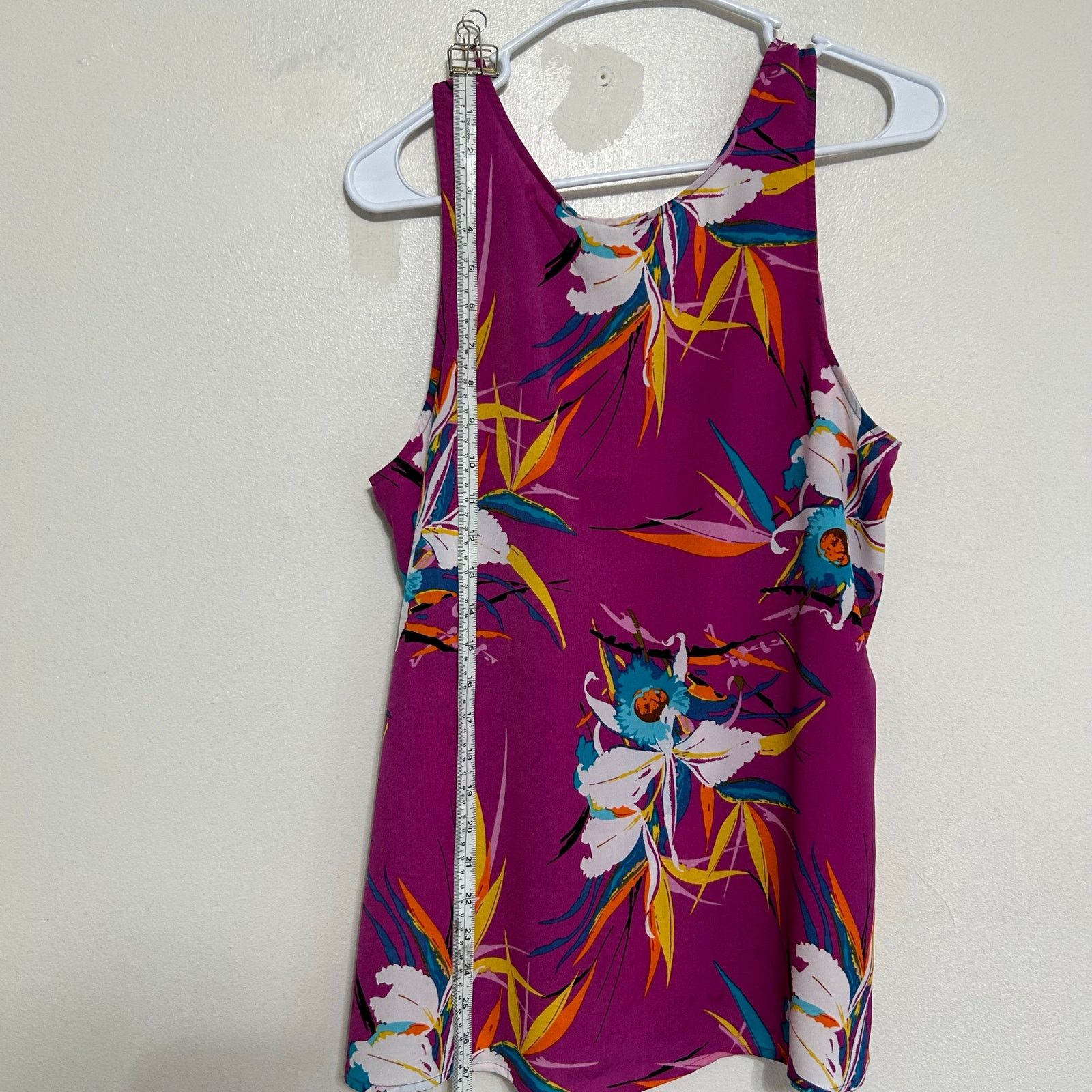 Other Dalia Floral Satin Camisole Tank Fuchsia Sleeveless Large Size L / US 10 / IT 46 - 3 Thumbnail