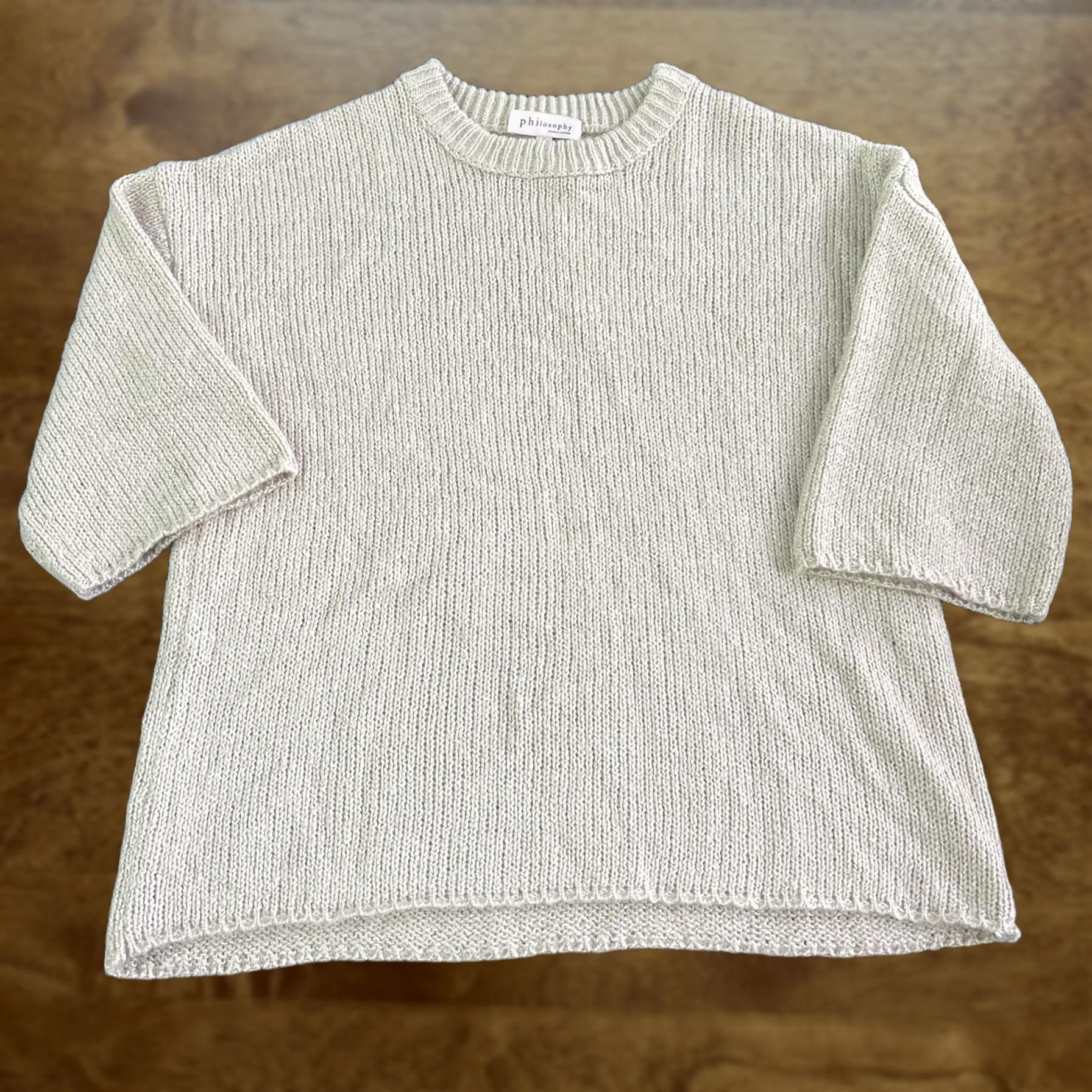 Vintage Philosophy Republic Sweater Womens Small Beige Short Sleeve Knit Pullover Size S / US 4 / IT 40 - 1 Thumbnail