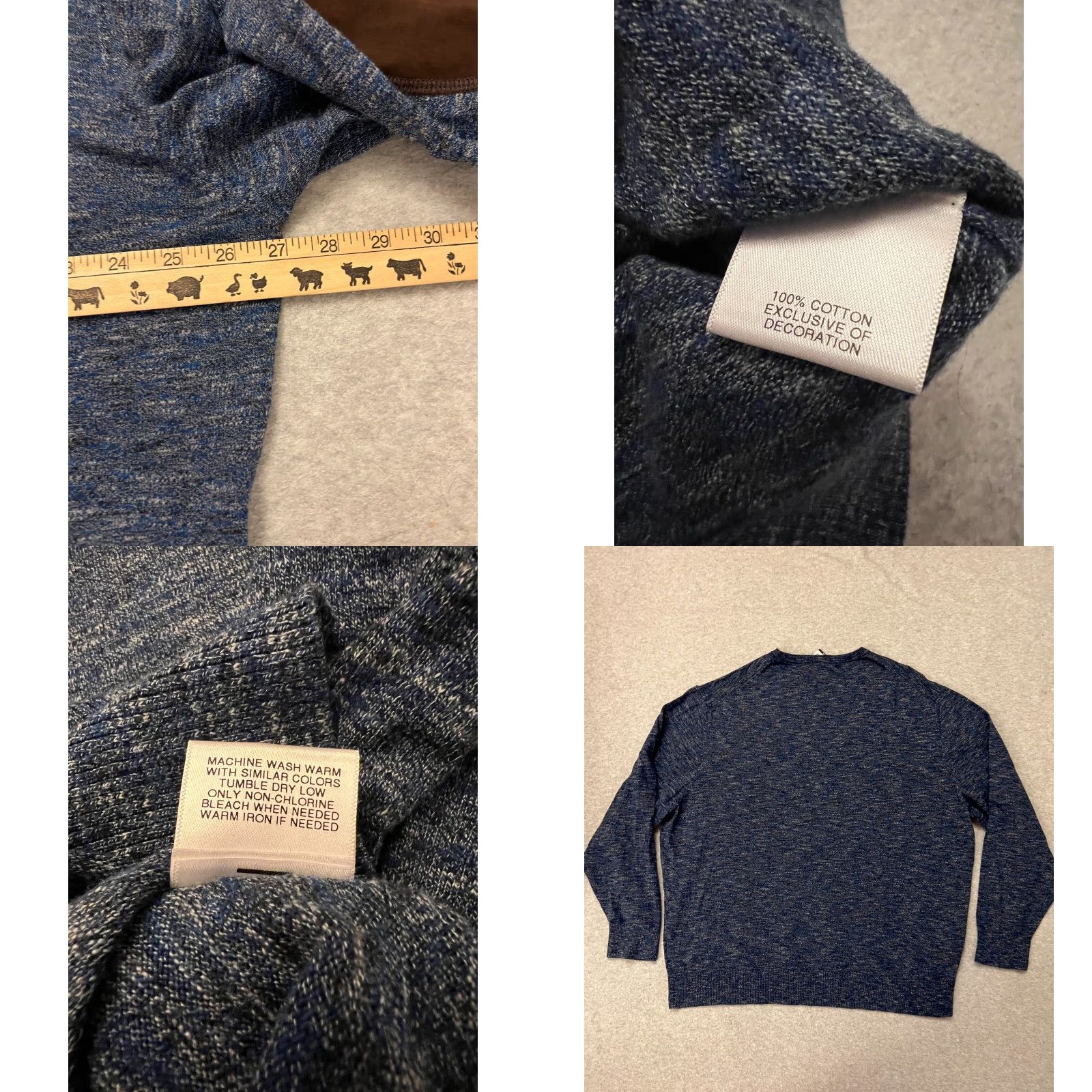 Cremieux Cremieux Men’s XXL Blue Marl Elbow Patch Cotton Knit Pullover Sweater NWT Size US XXL / EU 58 / 5 - 8 Thumbnail