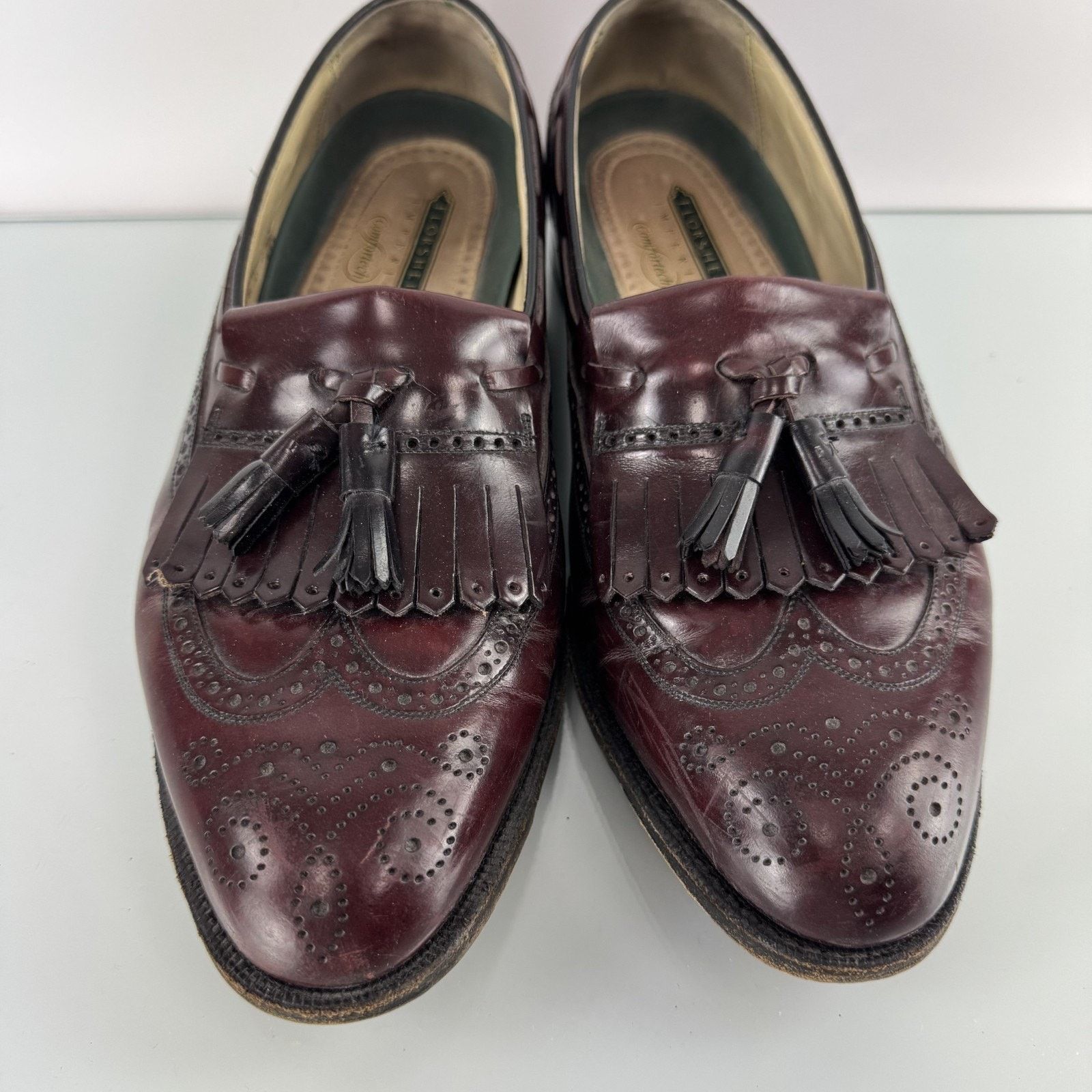 Florsheim Florsheim VTG Loafers 9.5 3E Burgundy Wing Tip Tassels USA Size US 9.5 / EU 42-43 - 1 Thumbnail