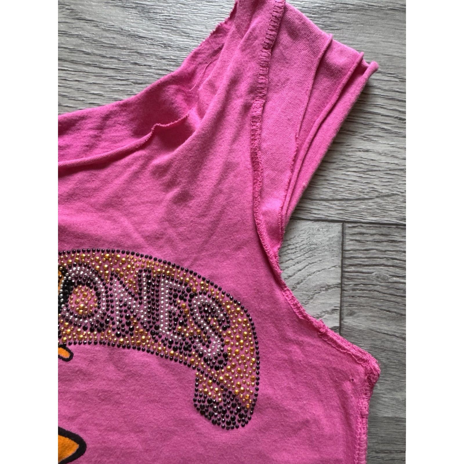 Pinko VINTAGE The Rolling Stones Tattoo You Women Tank Top Pink Rhinestones Amplified Tank S Small Pink Womens Size S / US 4 / IT 40 - 6 Thumbnail