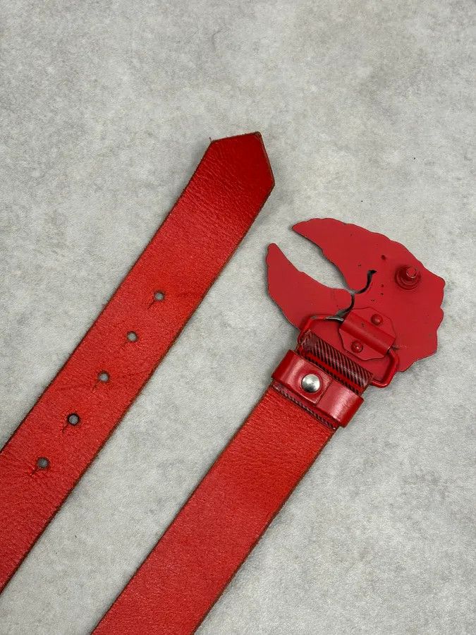 Alexander McQueen Alexander McQueen Winged Logo Buckle Red Leather Belt Size ONE SIZE - 4 Thumbnail