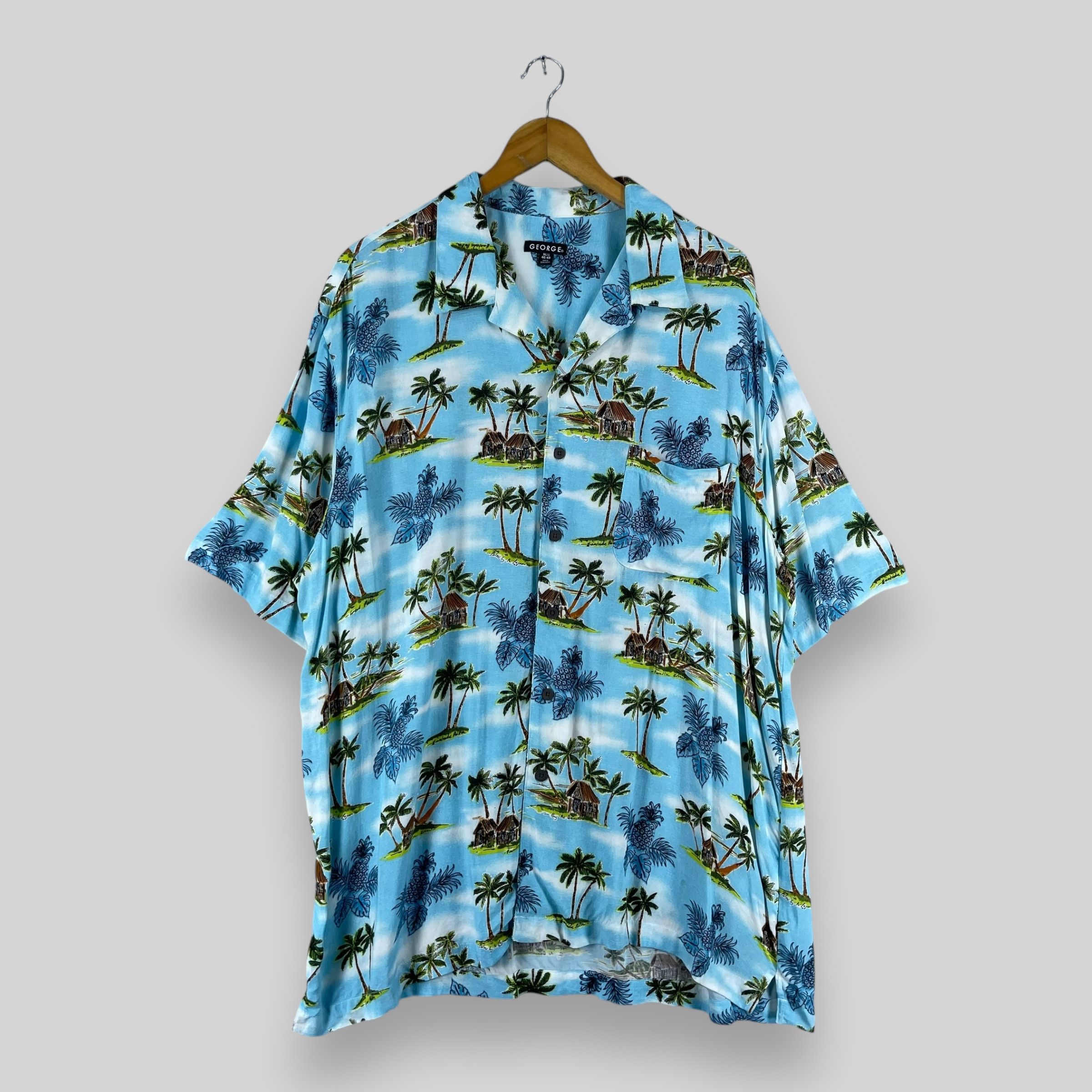 Vintage GEORGE Hawaiian Aloha Beach Tropical Motive Rayon Shirt Size US XL / EU 56 / 4 - 1 Thumbnail