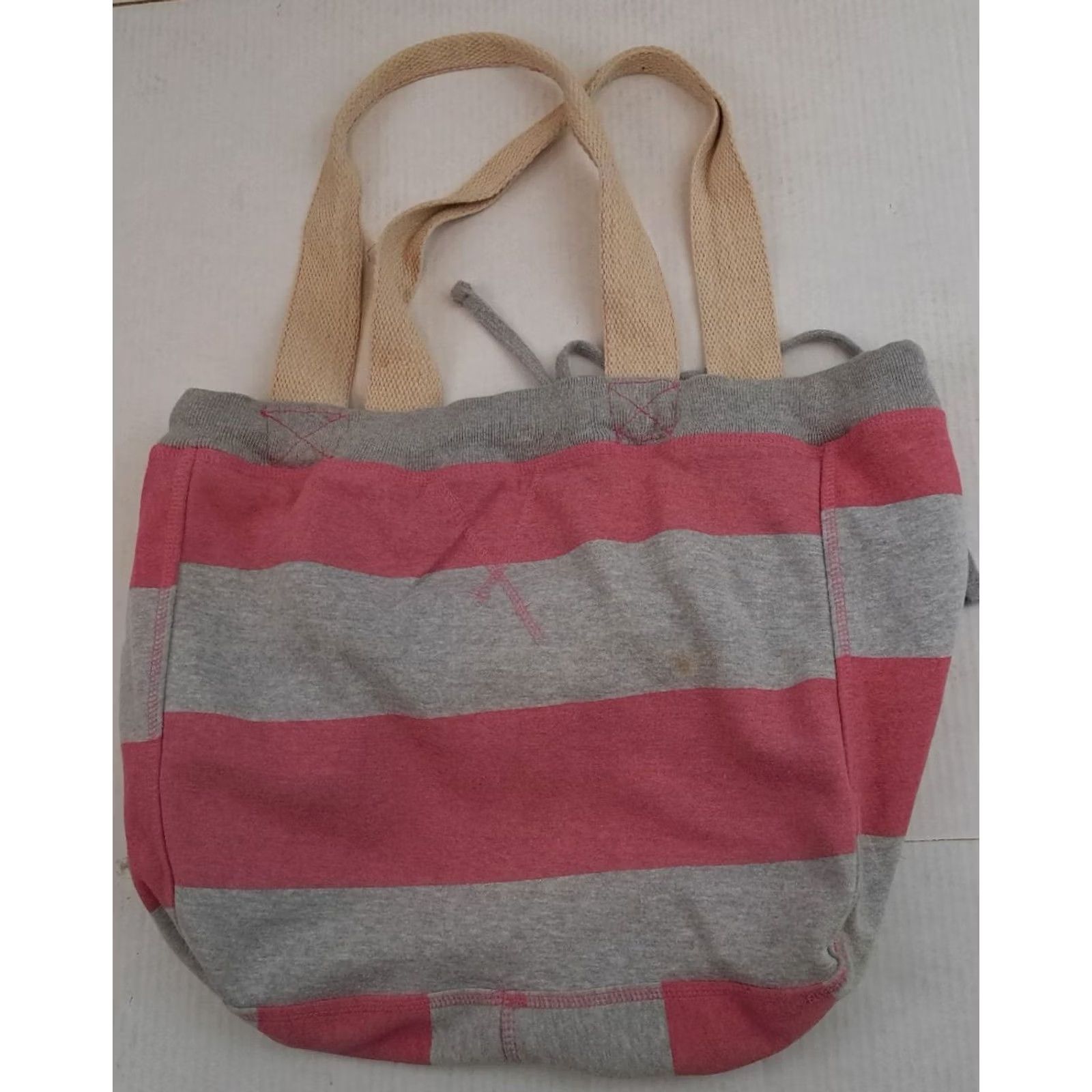 Vintage VINTAGE MV Sport Tote Bag Womens Large Alabaster Pink Cotton 15x15 Travel Drawstring Canvas Handle Size ONE SIZE - 5 Thumbnail