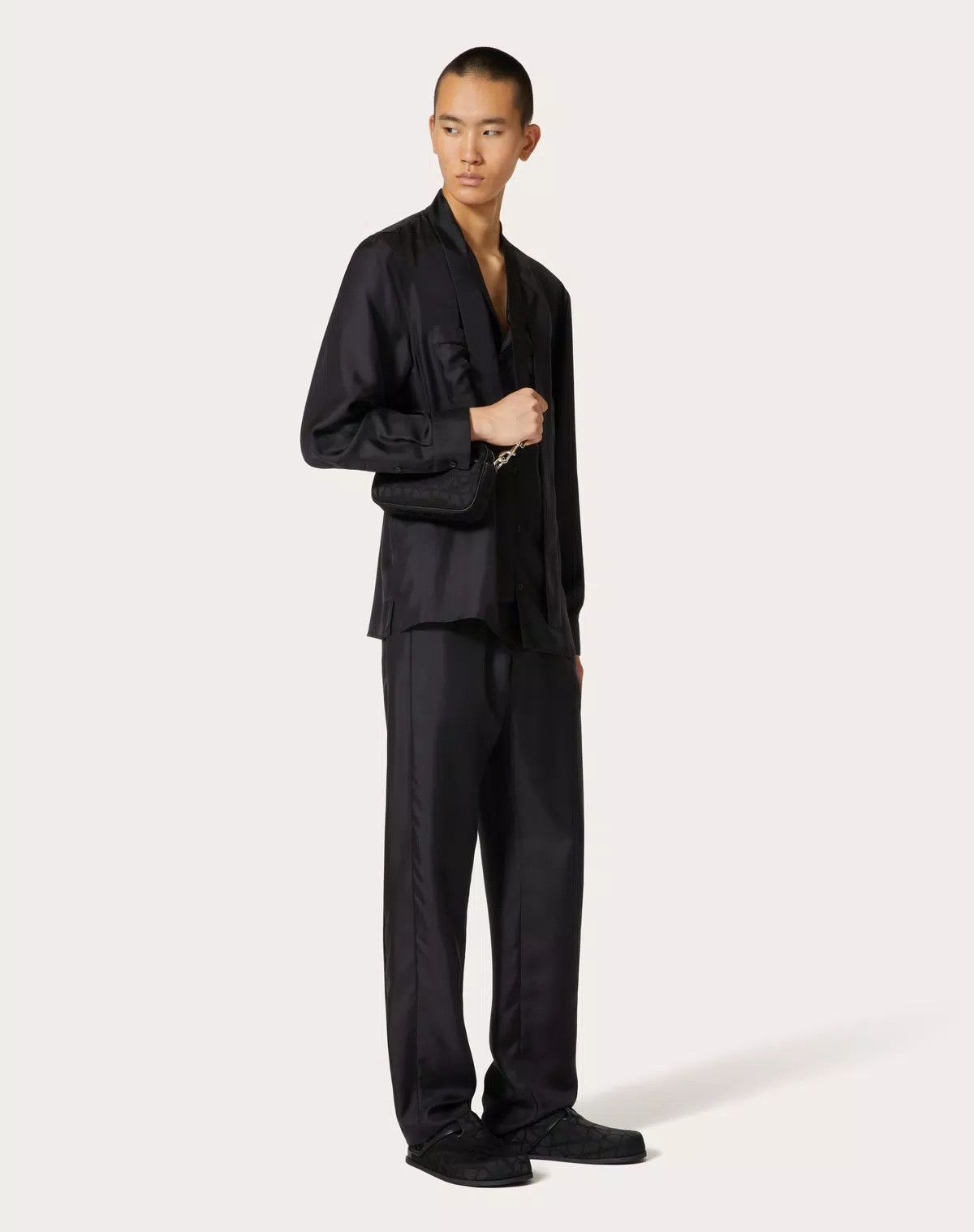 Valentino oc11z0625 Silk Pyjama Trousers in Black Size US 38 / EU 54 - 2 Thumbnail