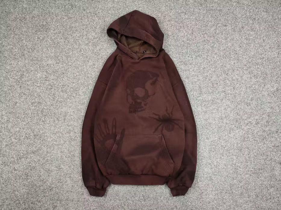 Japanese Brand 💀 Vintage 90's Sun Faded Silhouette Boxy Brown Blank Hoodie Size US M / EU 48-50 / 2 - 1 Thumbnail
