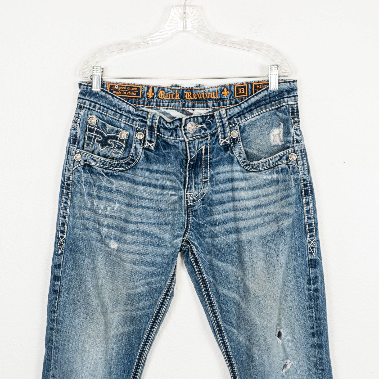 Rock Revival Rock Revival Ethan Straight Denim Jeans ripped Distressed 33 Size US 33 - 10 Thumbnail