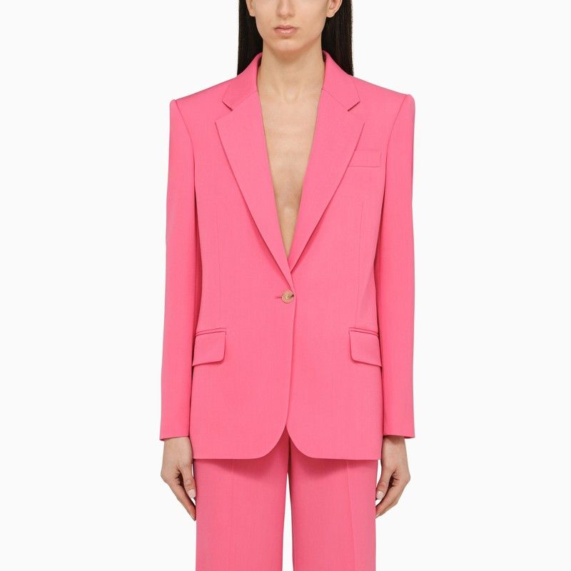 image of Stella Mccartney Pink Single-Breasted Jacket In Wool, Women's (Size Small)