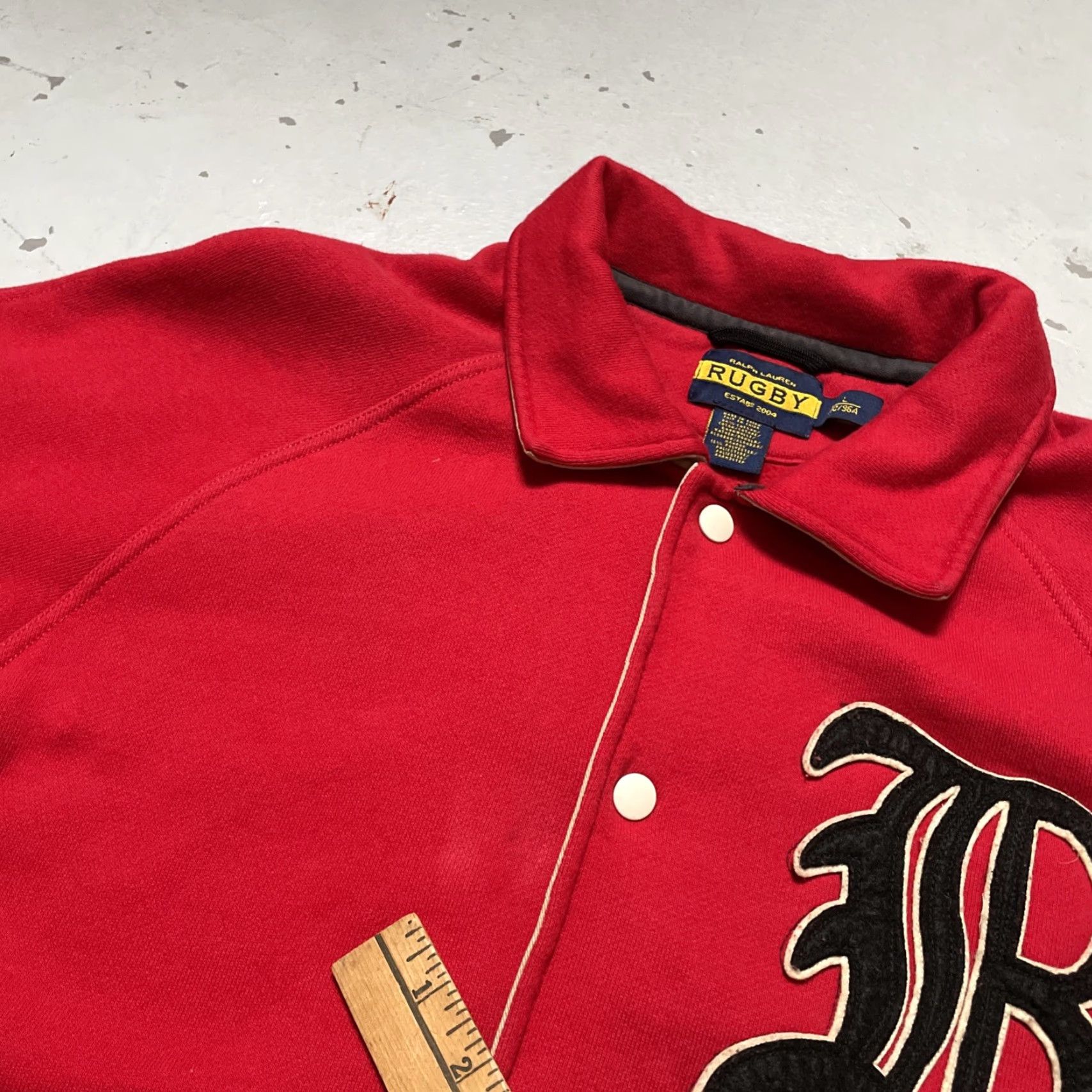 Vintage VINTAGE Polo Ralph Lauren Cotton Baseball Bomber Jacket L Red Navy Crest Patch 90s Y2K Mens Womens Unisex Adults Polo Rugby Shirt? Size US L / EU 52-54 / 3 - 4 Thumbnail