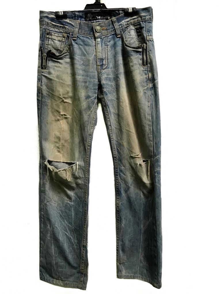 If Six Was Nine × Japanese Brand Red Pepper Rusty Mud Distressed Denim Pants Size US 32 / EU 48 - 2 Thumbnail