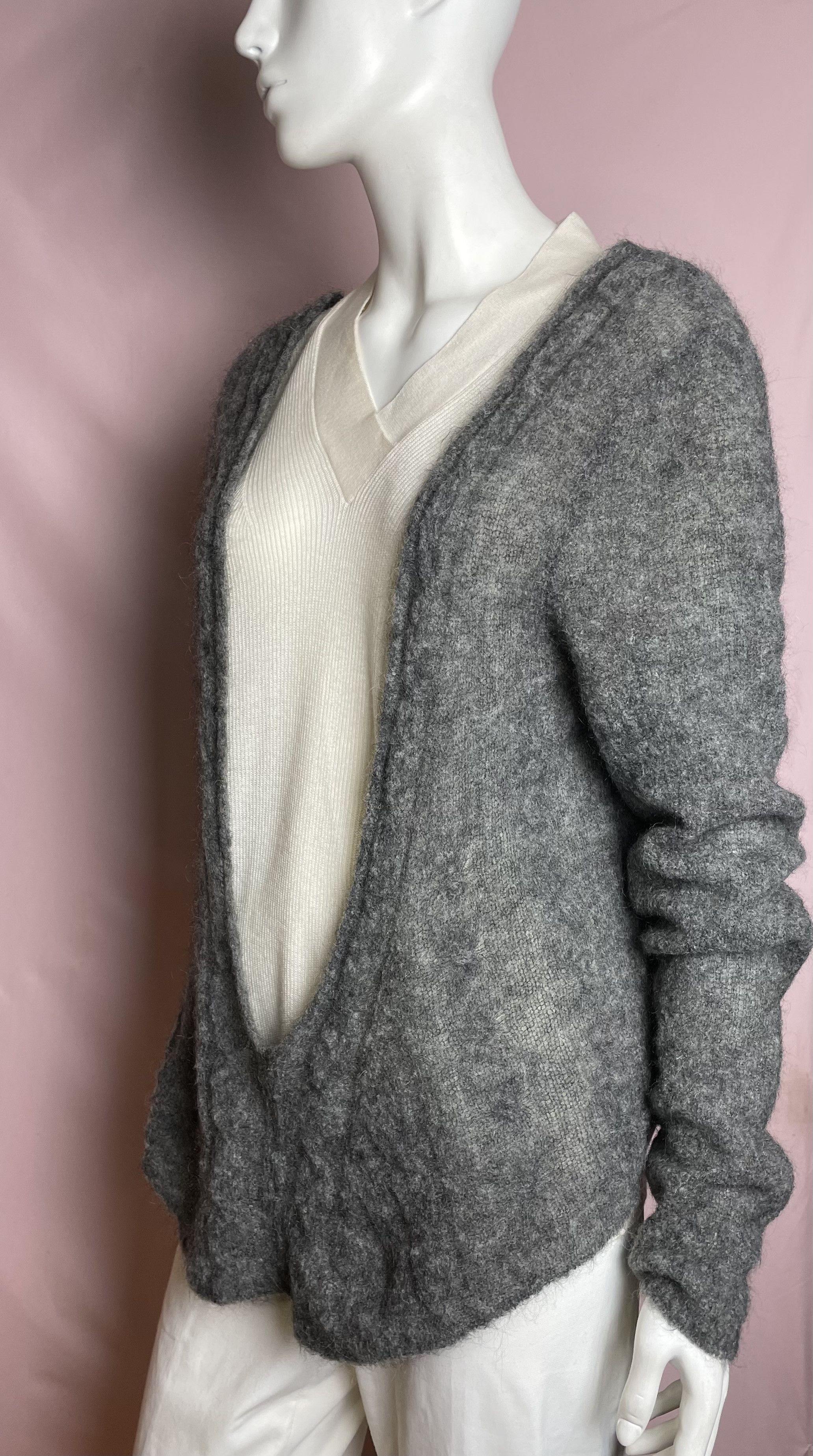 Sarah Pacini Sarah Pacini Women’s Plunging V-neck Mohair Sweater Oversize Size ONE SIZE - 4 Thumbnail