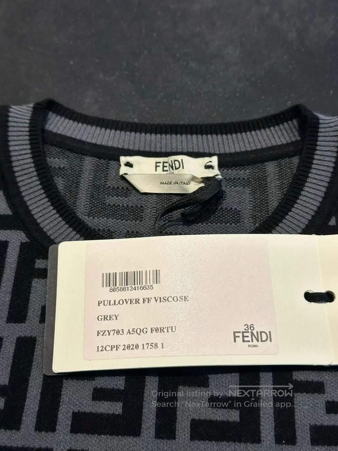 Fendi FENDI Black gray full printed knitted sweater| Size XS / US 0-2 / IT 36-38 - 3 Thumbnail