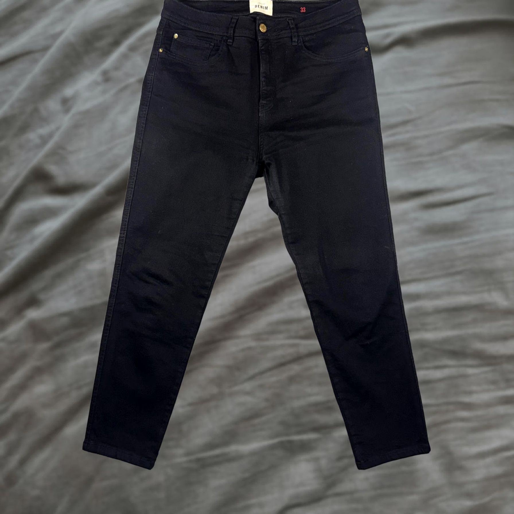 Vintage Sézane Jeans Mens 33x30 Black Dark Wash Slim Tapered Stretch Denim Pants Size US 33 - 1 Thumbnail