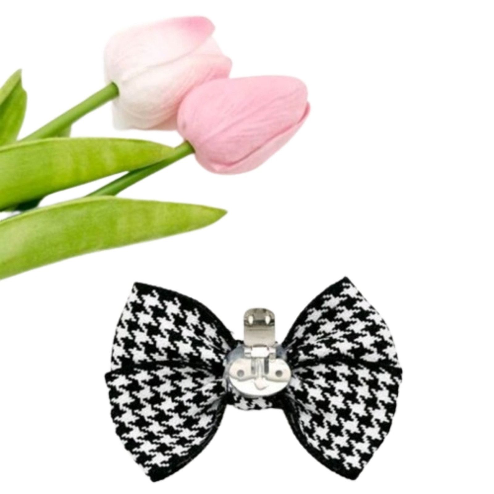 Other HOT ☆ BLACK & WHITE HOUNDSTOOTH BOWS ☆ SHOE CLIPS ☆ NIP Size US 6 / IT 36 - 4 Thumbnail
