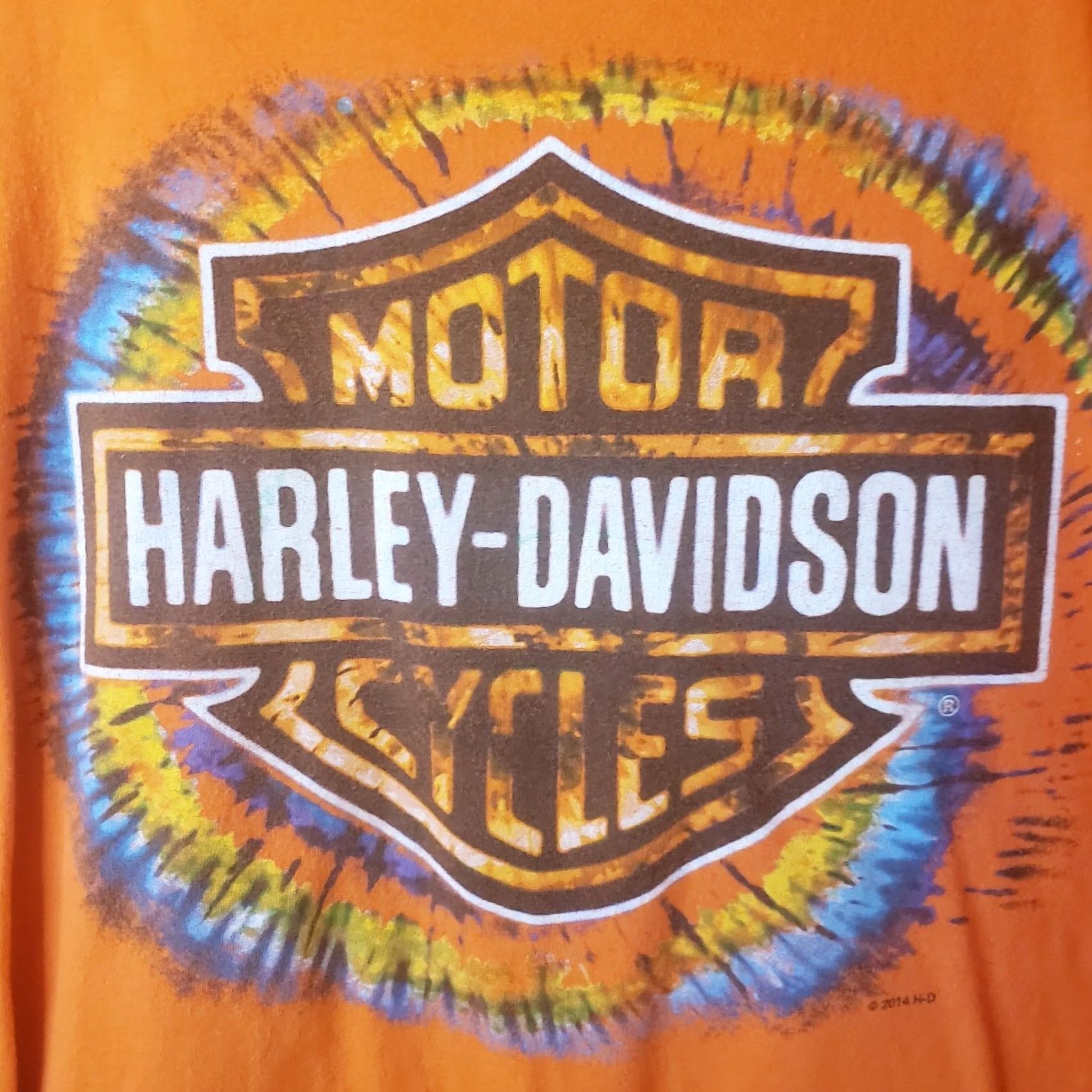Harley Davidson Harley-Davidson Orange Tie Dye Starburst T-Shirt XL Adult Orange Motorcycle Mens Size US XL / EU 56 / 4 - 5 Thumbnail