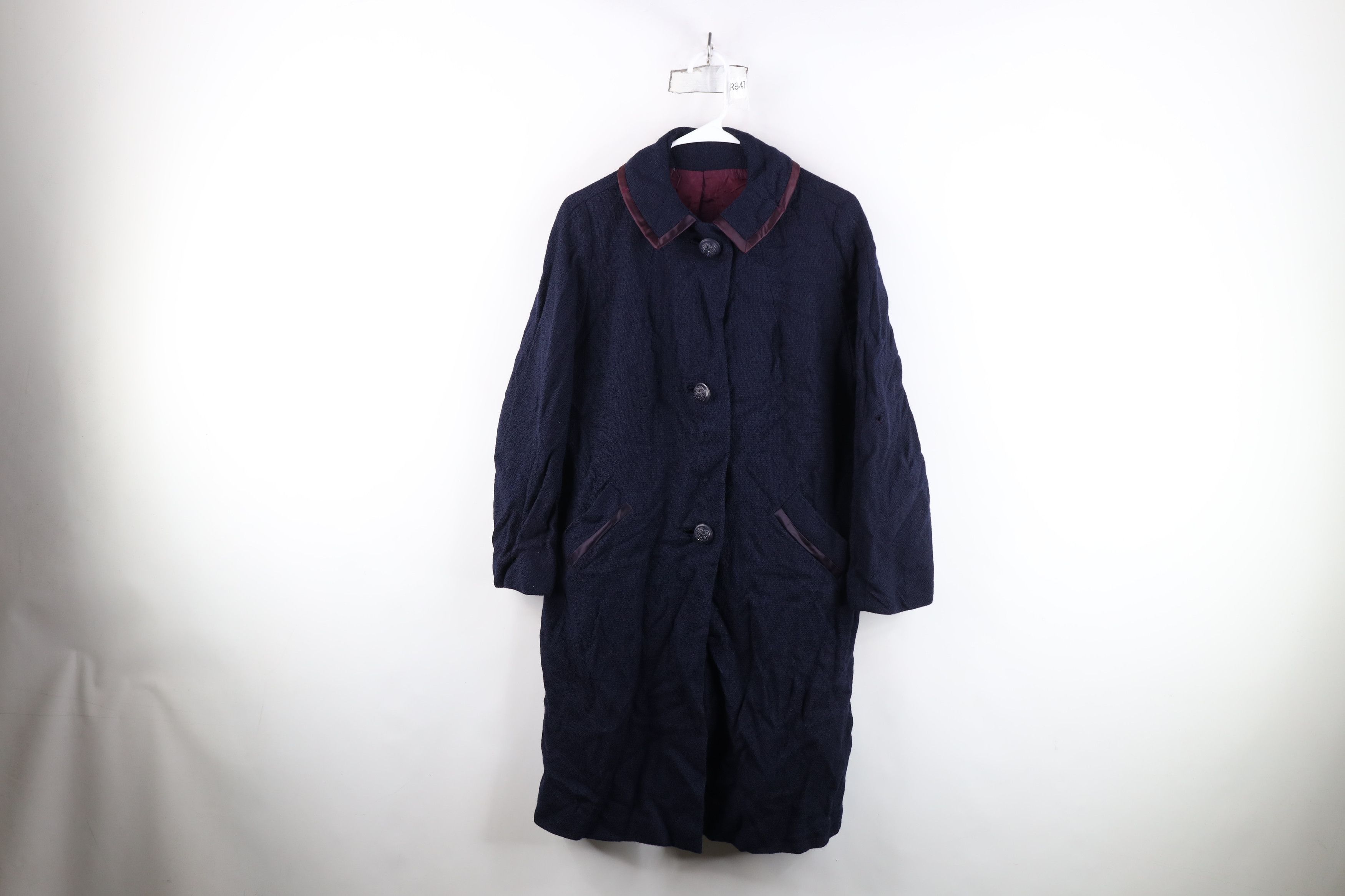 Vintage Vintage 40s 50s Rockabilly Tweed Satin Trim Coat Jacket USA Size L / US 10 / IT 46 - 1 Thumbnail
